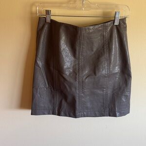 Taupe/Gray Leather Mini Skirt